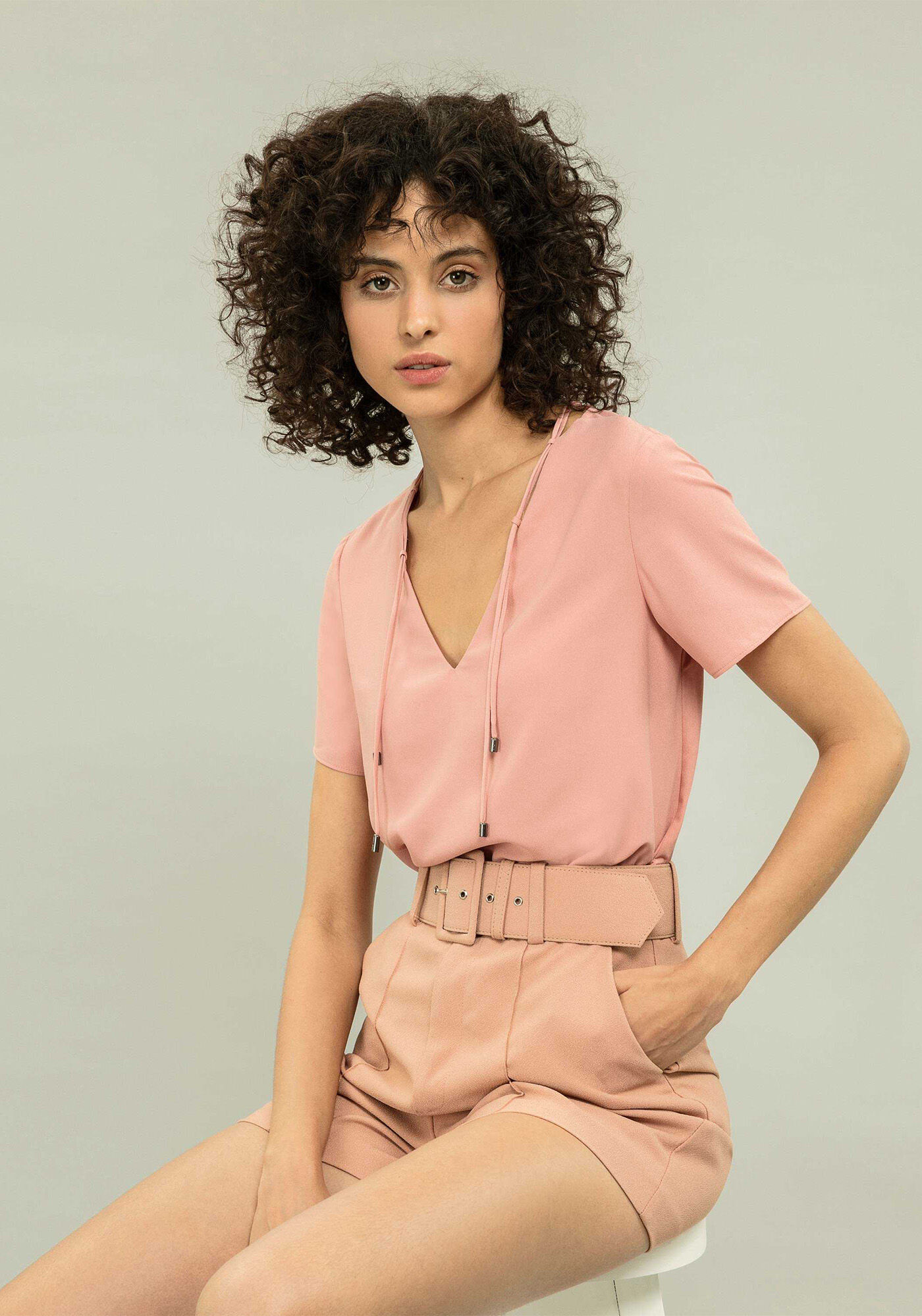 Blusa Decote V com Tiras, , large.