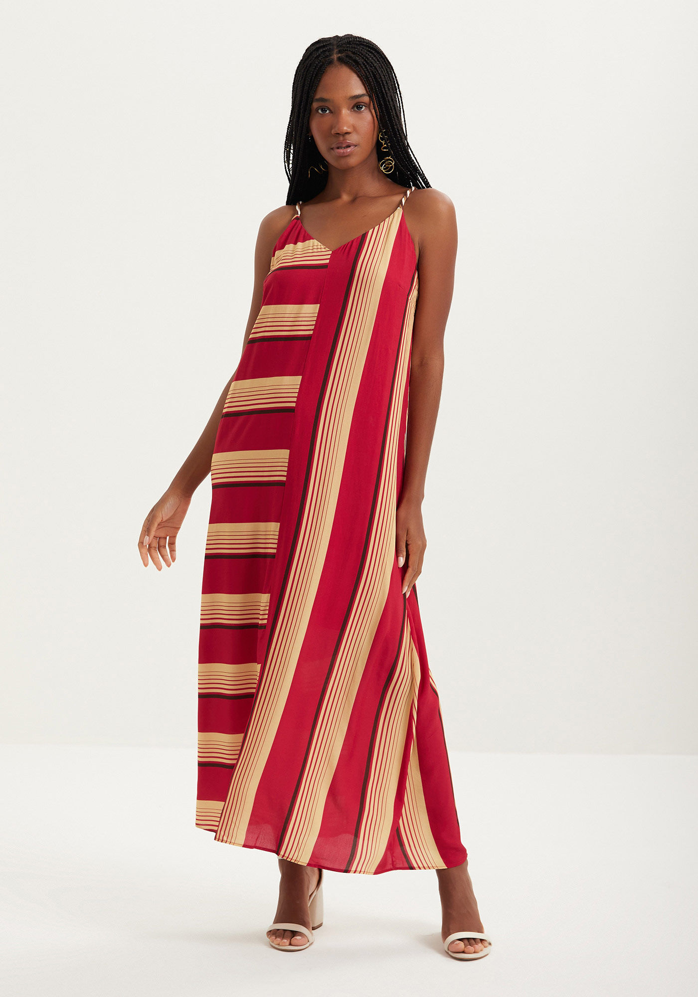 Vestido Ch&aacute; Estampado De Al&ccedil;as Finas Em Viscose, , large.