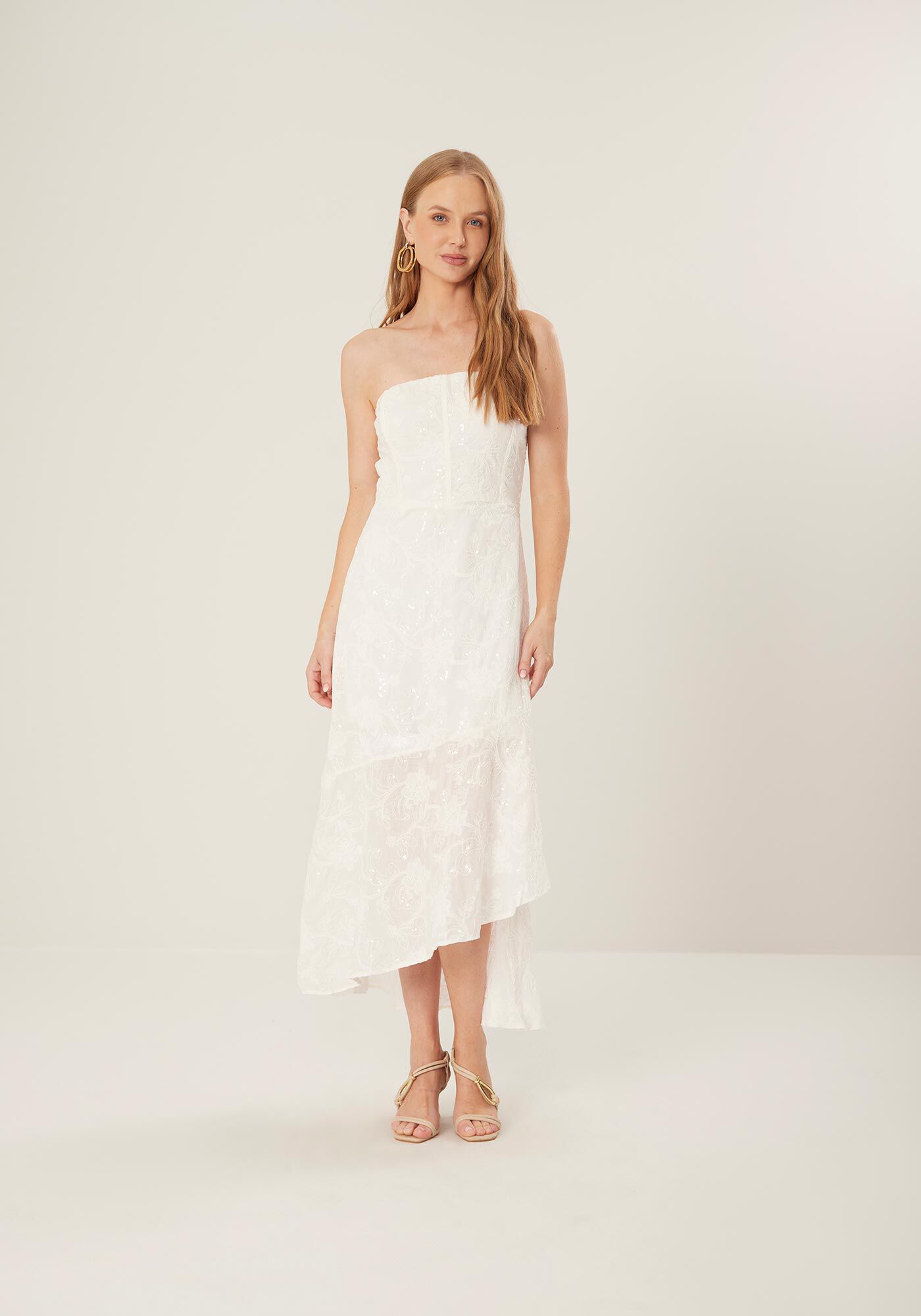 Vestido Midi Tomara que Caia com Bordado Paet&ecirc;s, , large.