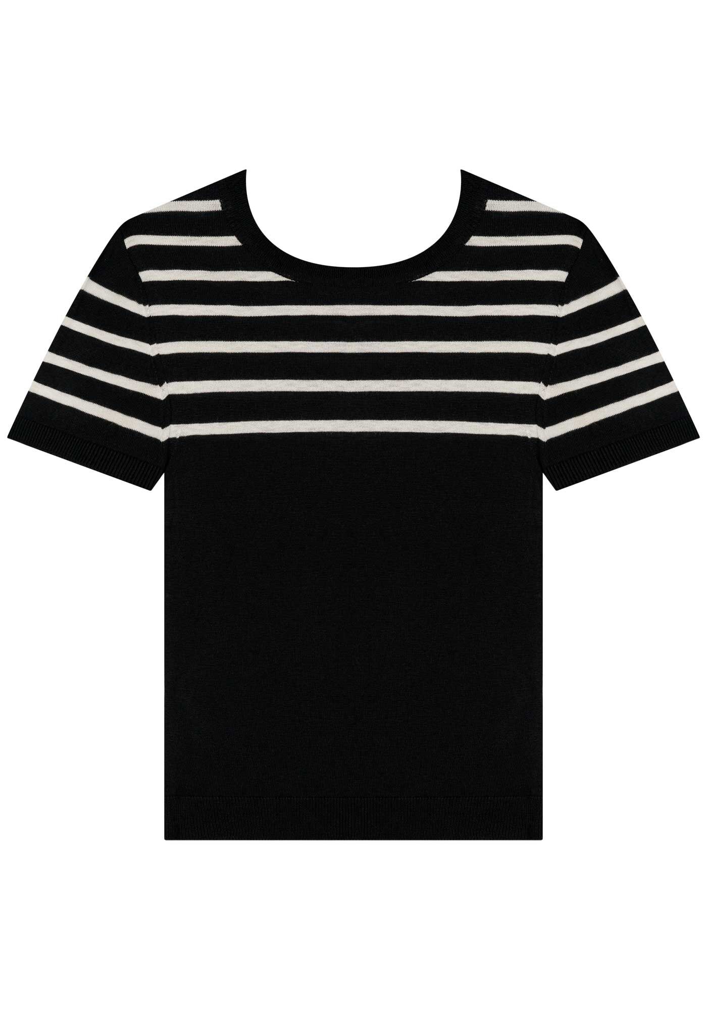 Blusa De Mangas Curtas Em Tric&ocirc; Com Gola Redonda, , large.