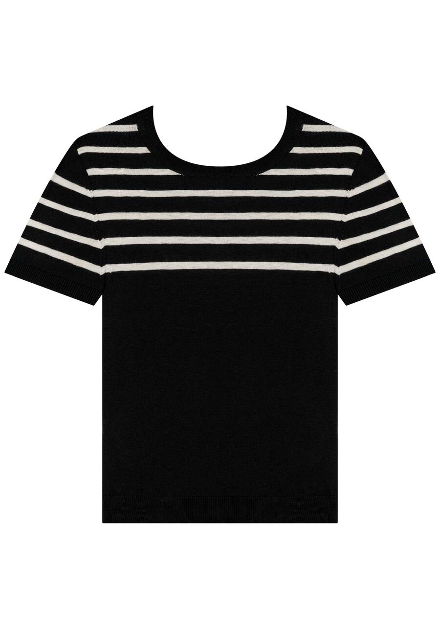 Blusa De Mangas Curtas Em Tricô Com Gola Redonda, . Blusa De Mangas Curtas Em Tricô Com Gola Redonda, , large.