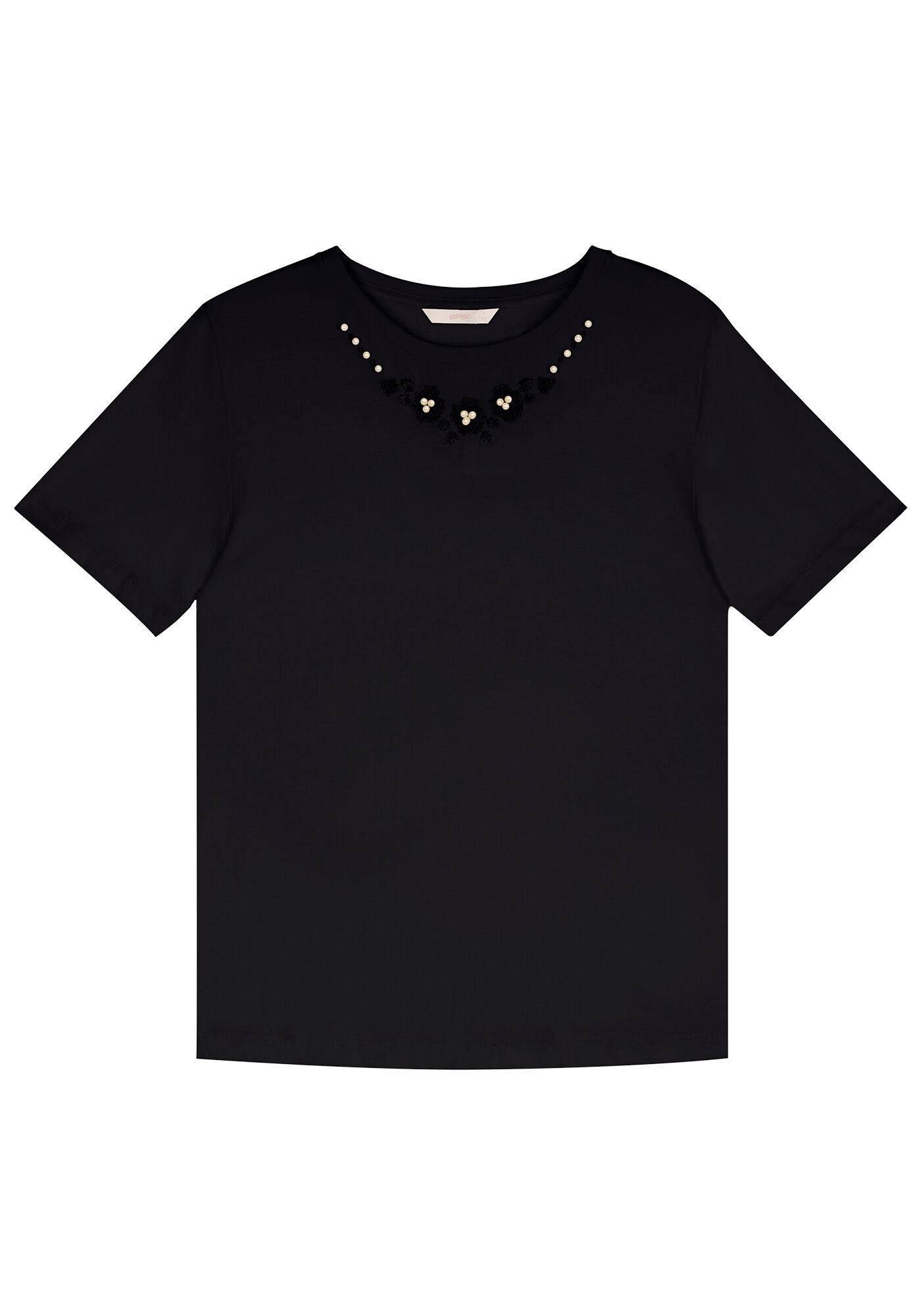 T-shirt em Algod&atilde;o Respons&aacute;vel com Bordado P&eacute;rolas, , large.