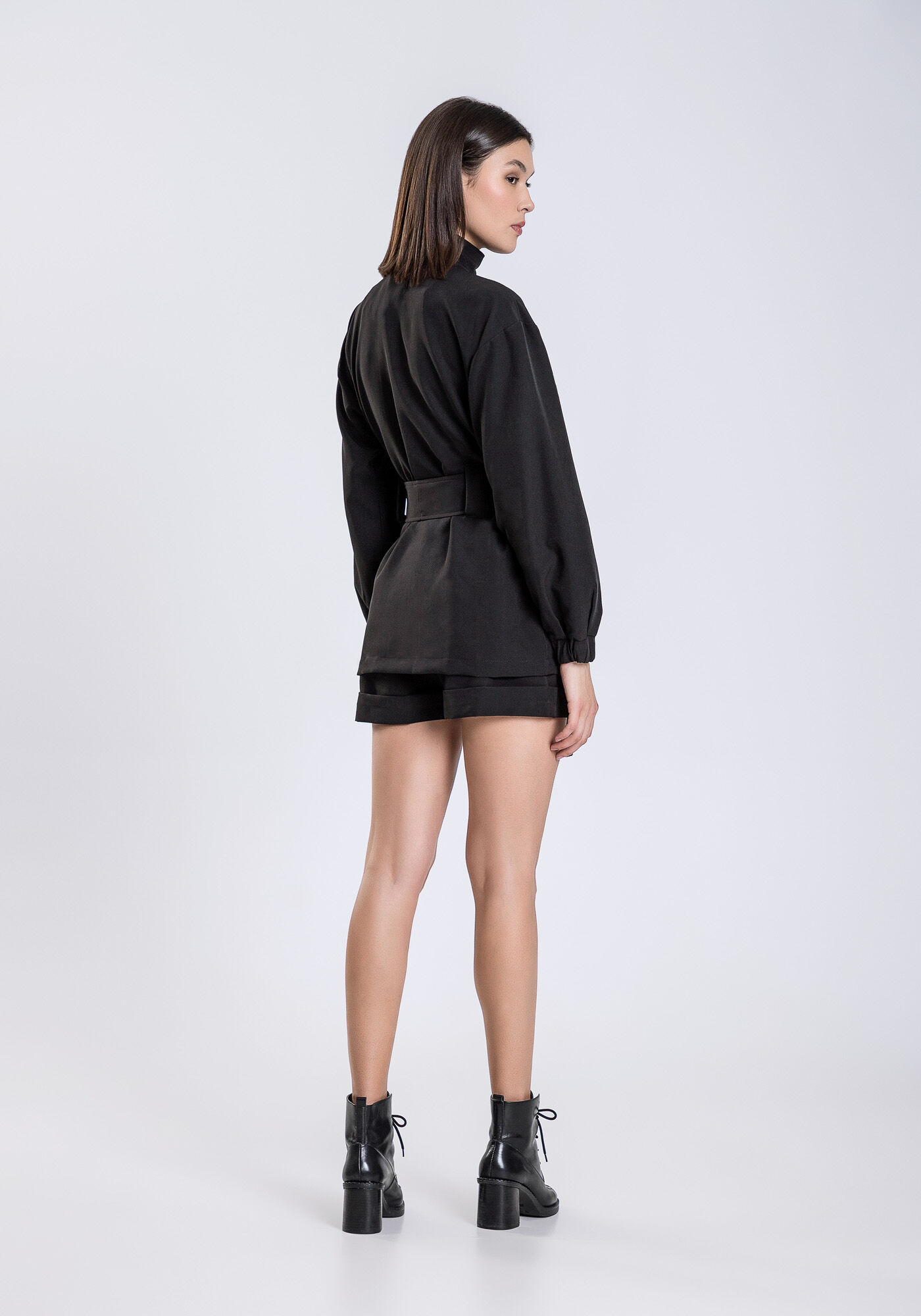 Jaqueta Tecido Petra com Bolsos e Faixa, , large.