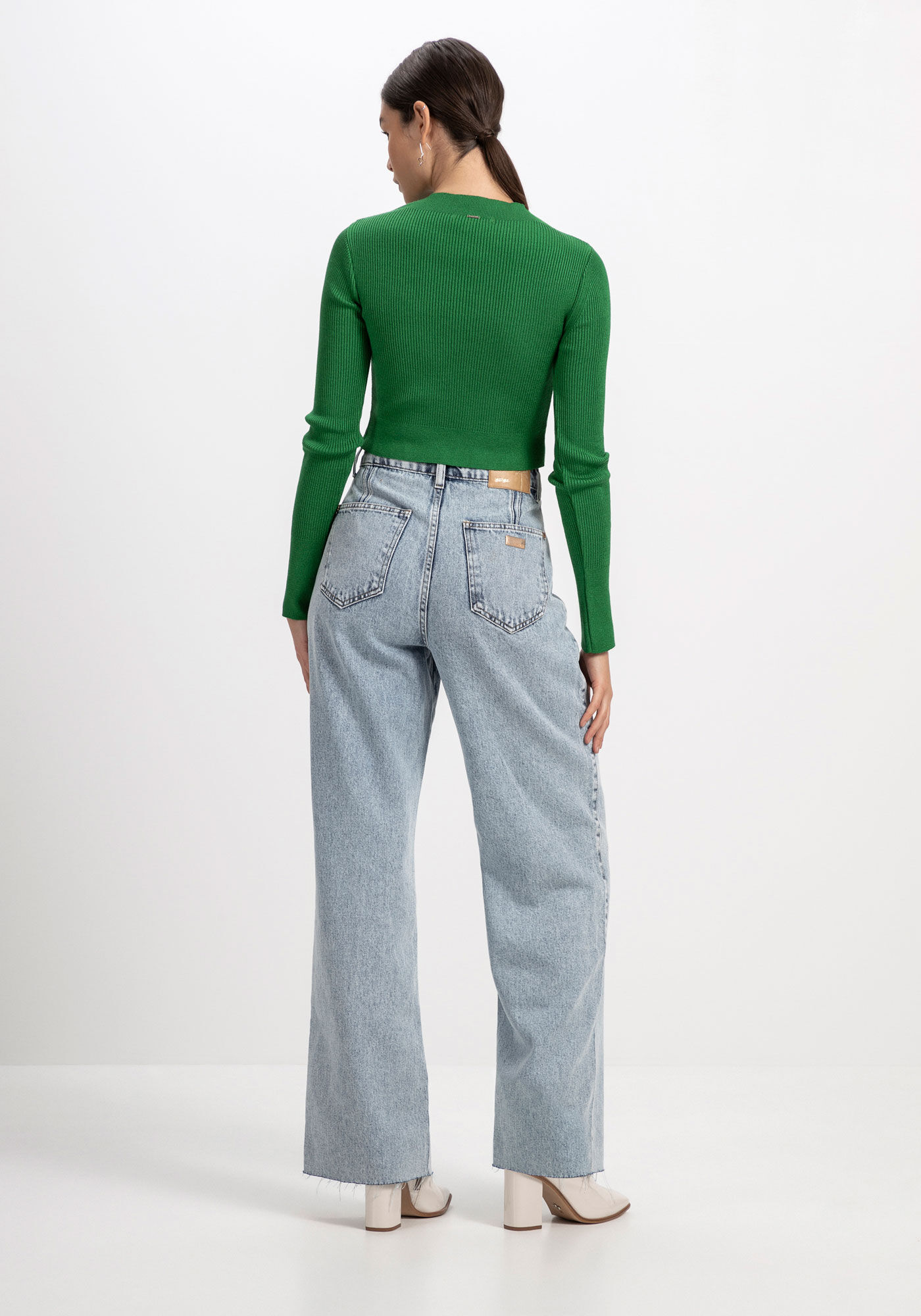 Blusa Manga Longa em Tric&ocirc; Cropped, , large.