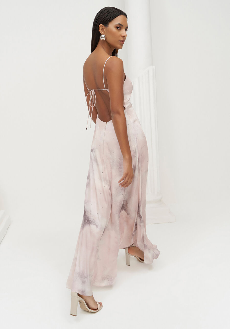 Vestido Longo Estampado com Strass, INK. Vestido Longo Estampado com Strass, INK, large.