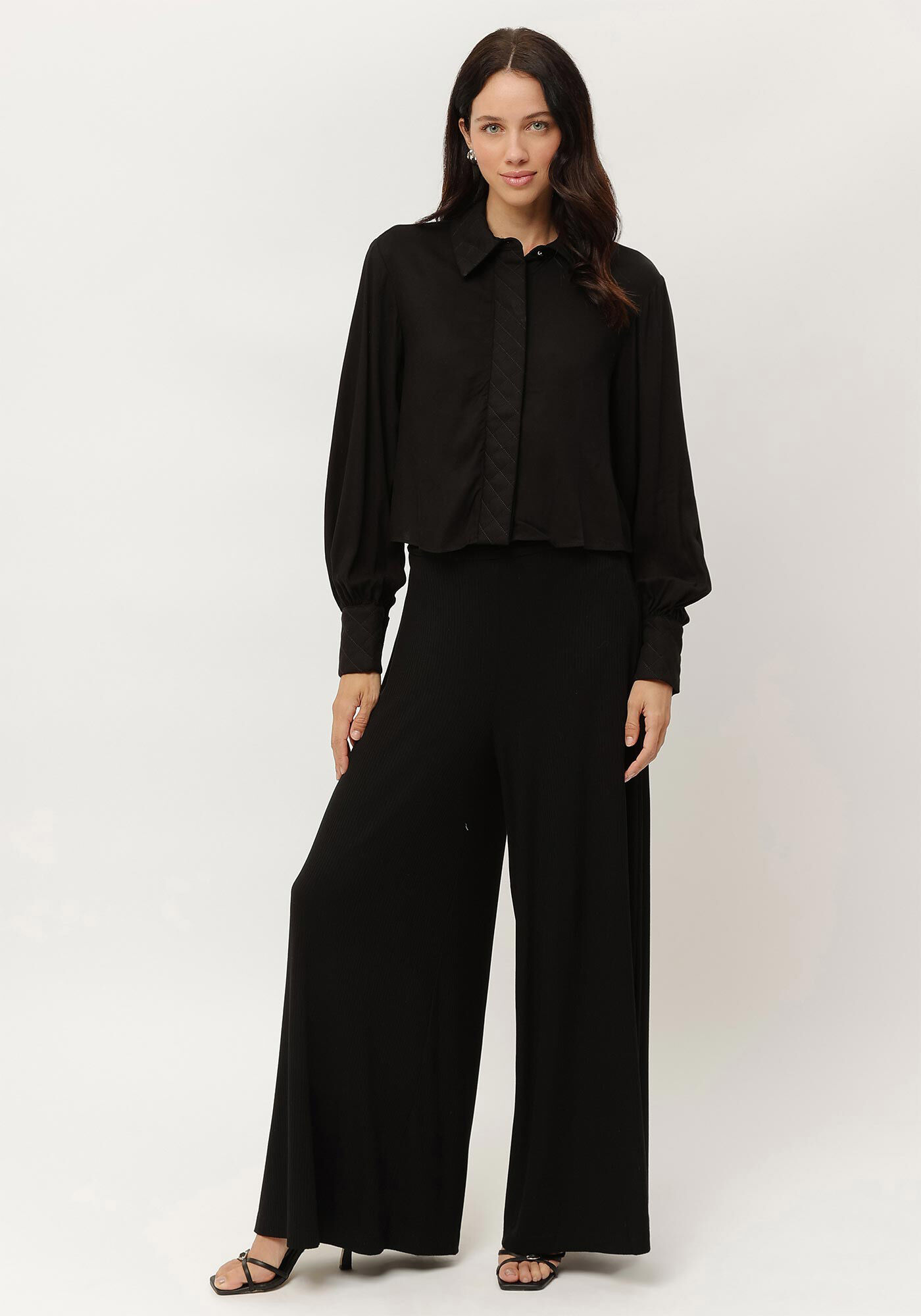 Camisa em Viscose com Manga Longa Bufante, , large.