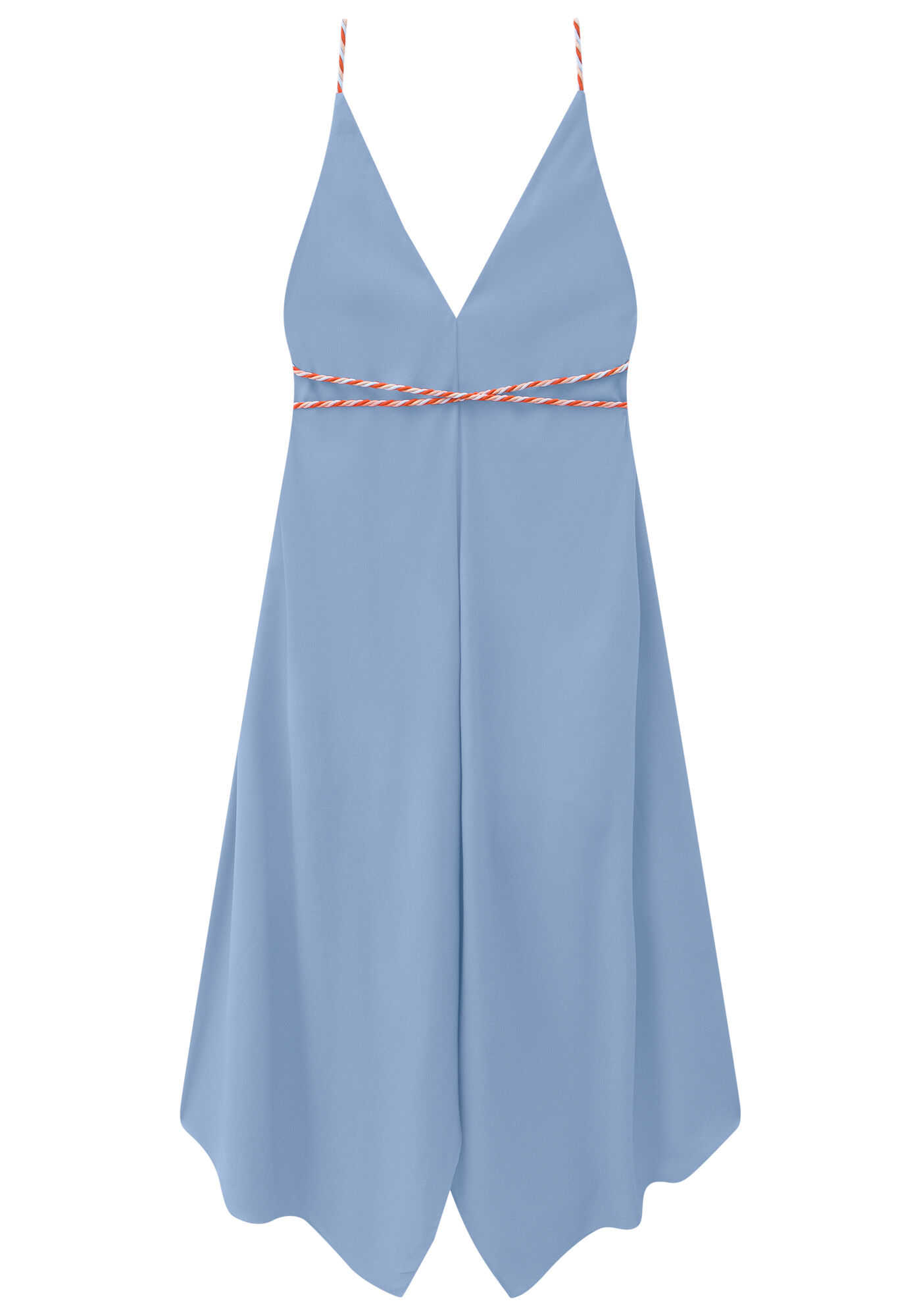 Vestido Midi em Crepe Barra Assim&eacute;trica, AZUL TIDE, large.