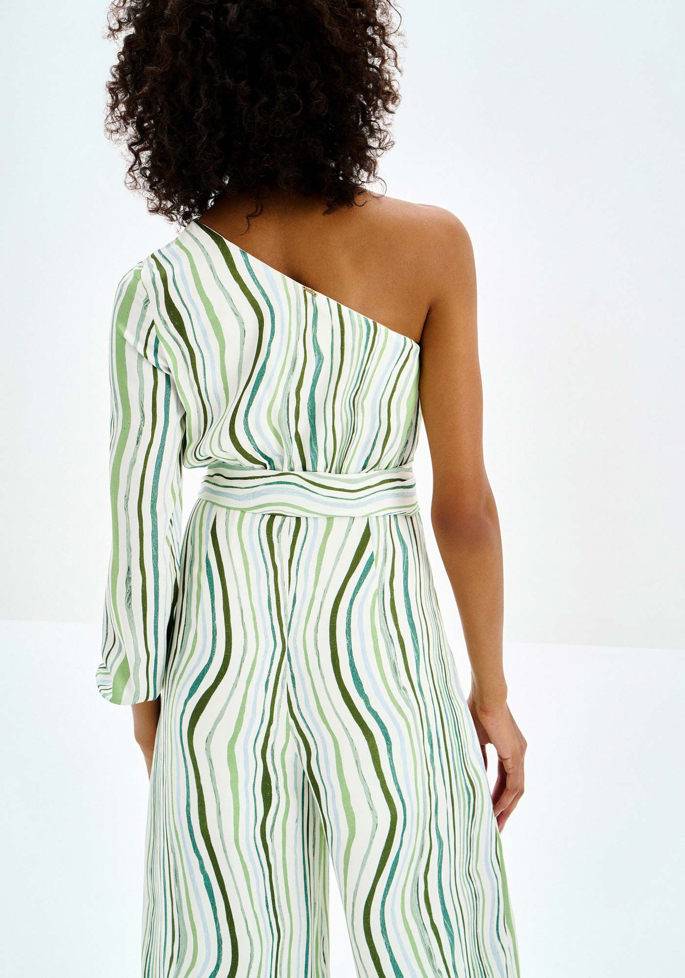 Macac&atilde;o Longo Estampado Um Ombro S&oacute; com Cinto, BREEZE, large.