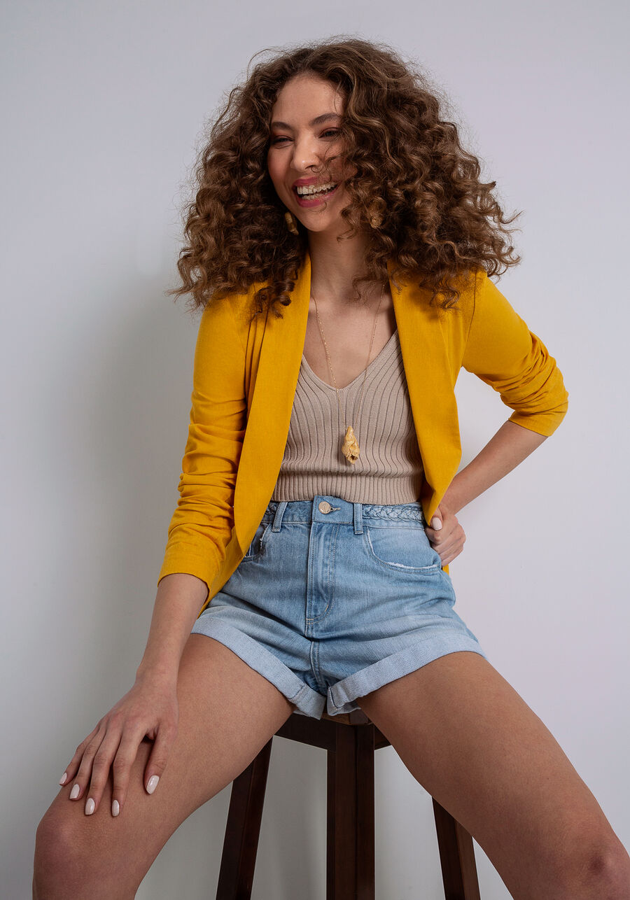 Shorts Jeans Mom com Cós Trançado, . Shorts Jeans Mom com Cós Trançado, , large.