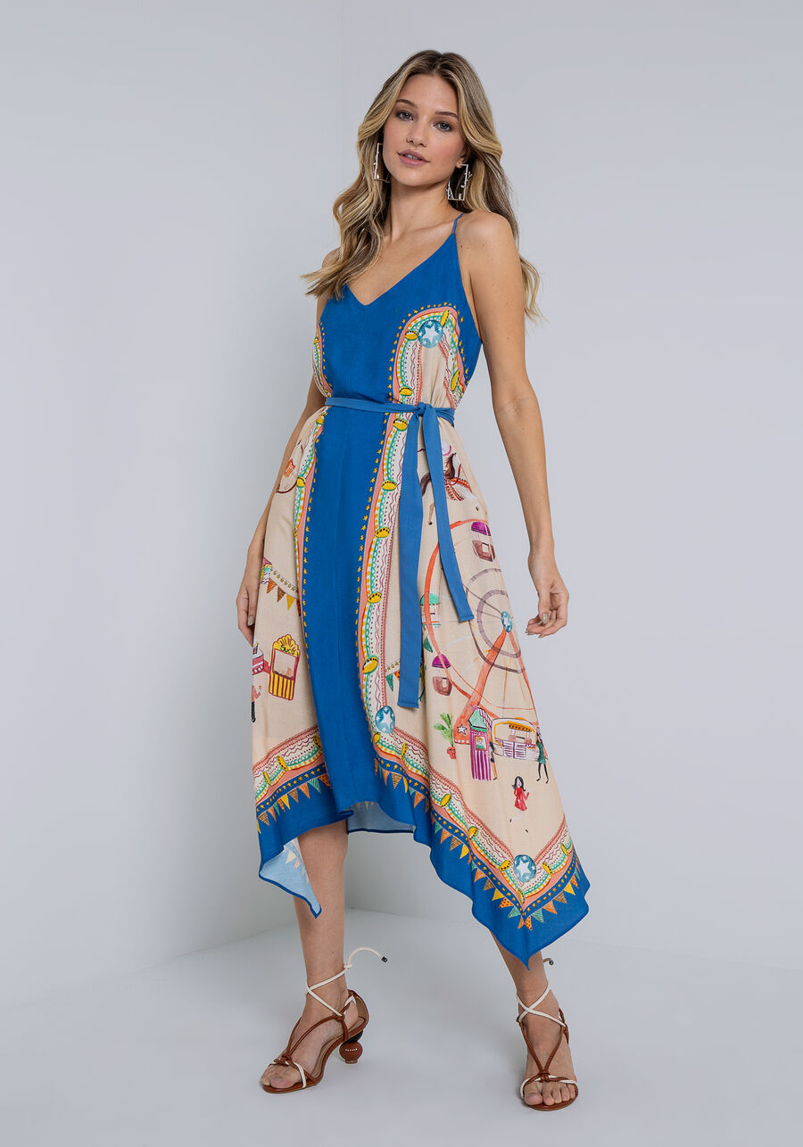 Vestido Midi Em Viscose Com Barra Assimetrica E Cinto Lez A Lez Vestido Midi Em Viscose Com Barra Assimetrica E Cinto Lez A Lez