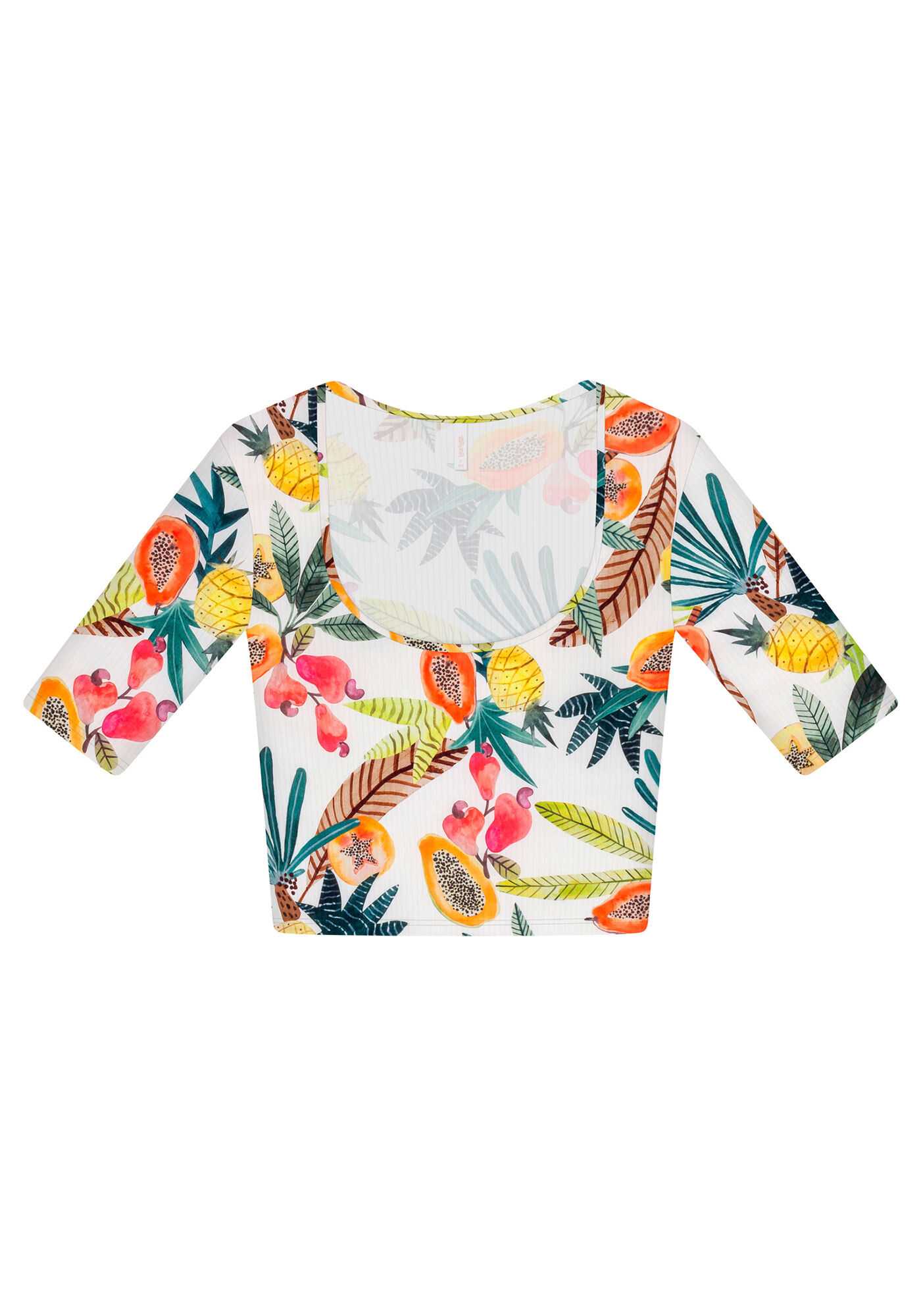 Blusa Cropped Decote U Estampa, , large.