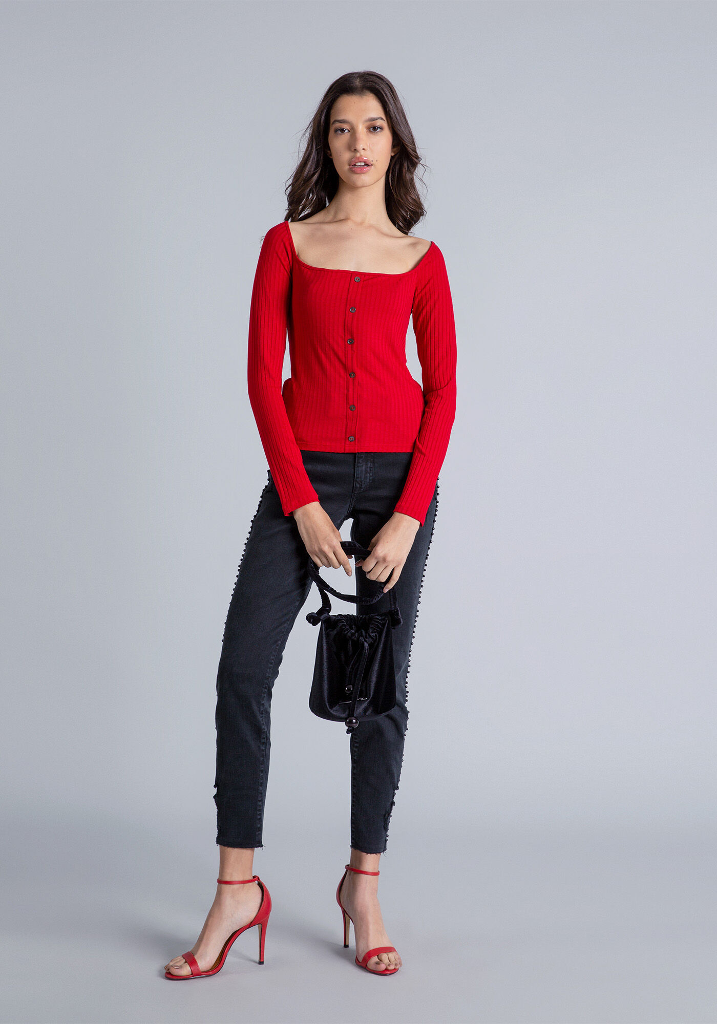 Blusa Canelada com Bot&otilde;es, , large.