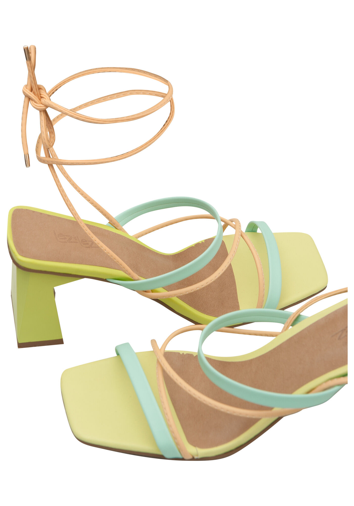 Sand&aacute;lia Salto Bloco Geom&eacute;trico com Amarra&ccedil;&atilde;o, , large.