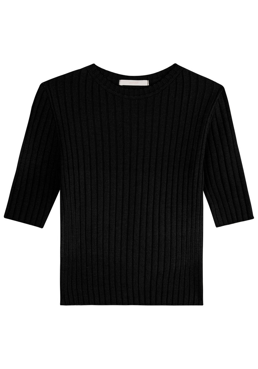 Blusa Cropped em Tricô Canelado, . Blusa Cropped em Tricô Canelado, , large.