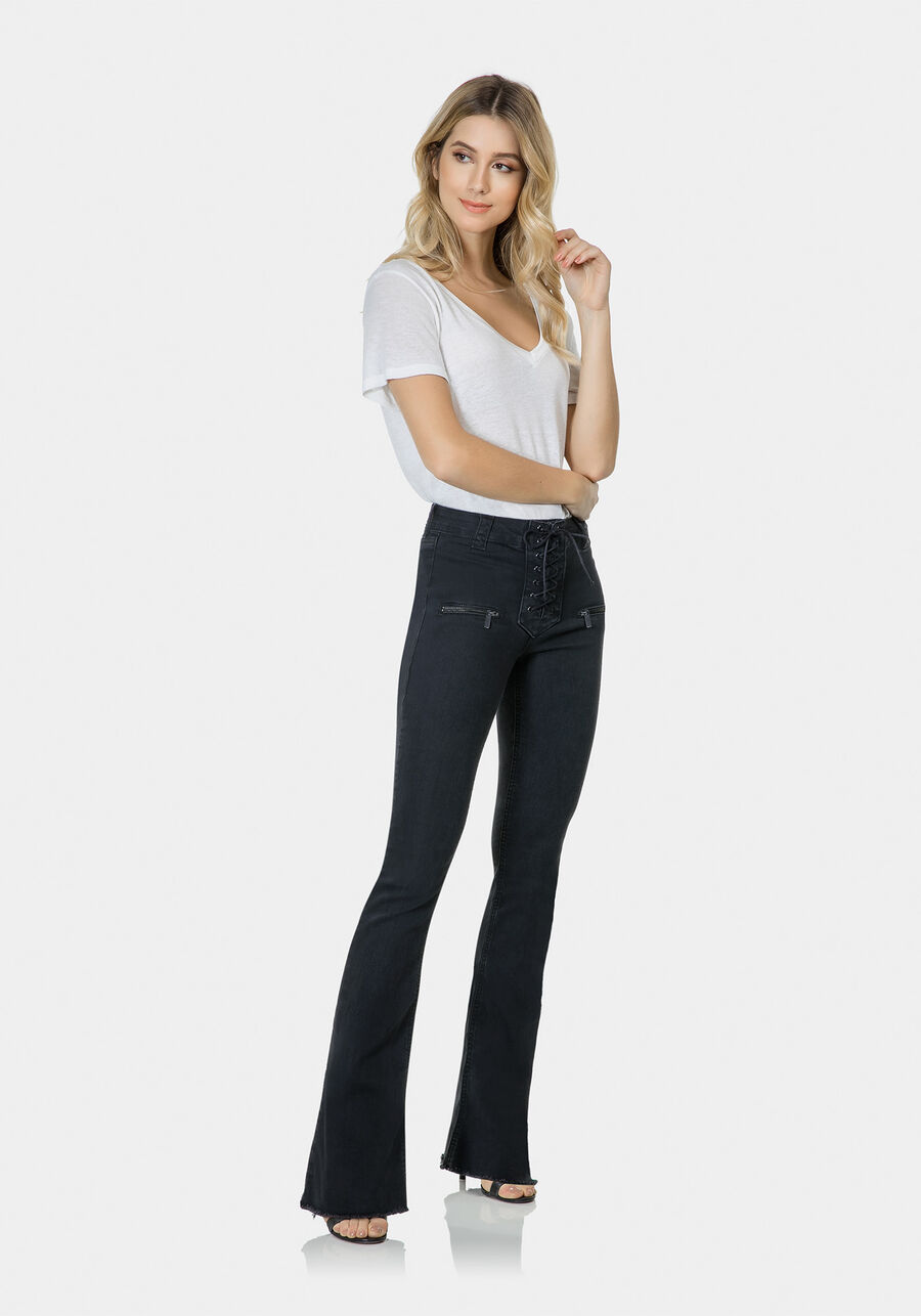 Calça Jeans Bootcut Malibu Elastic, PRETO, large.