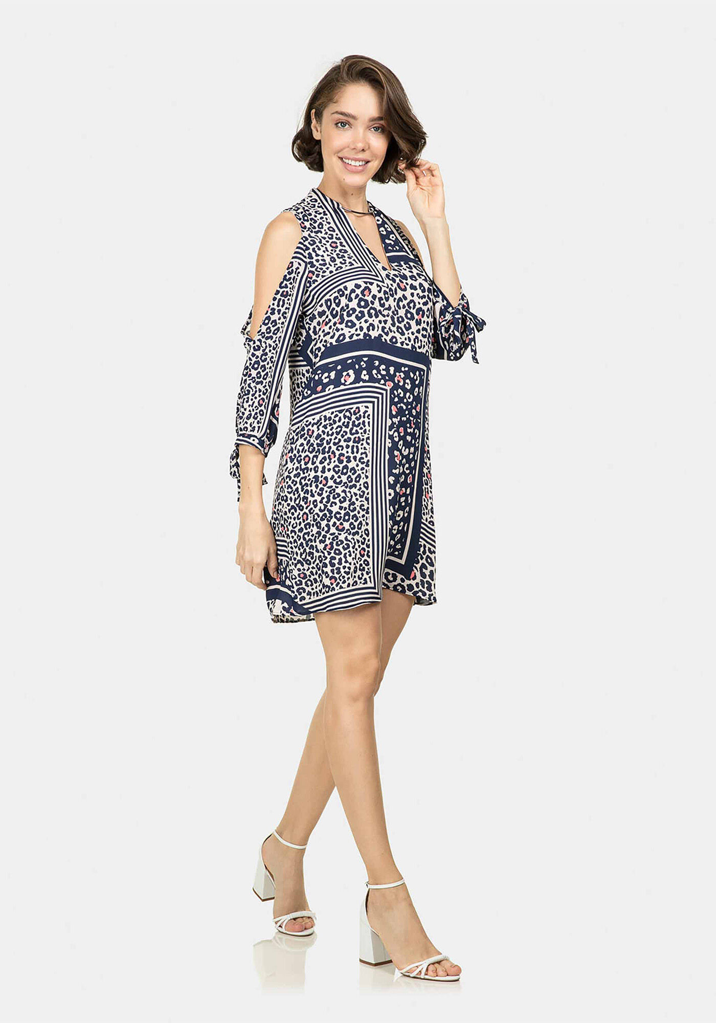 Vestido com Colar Estampa, , large.