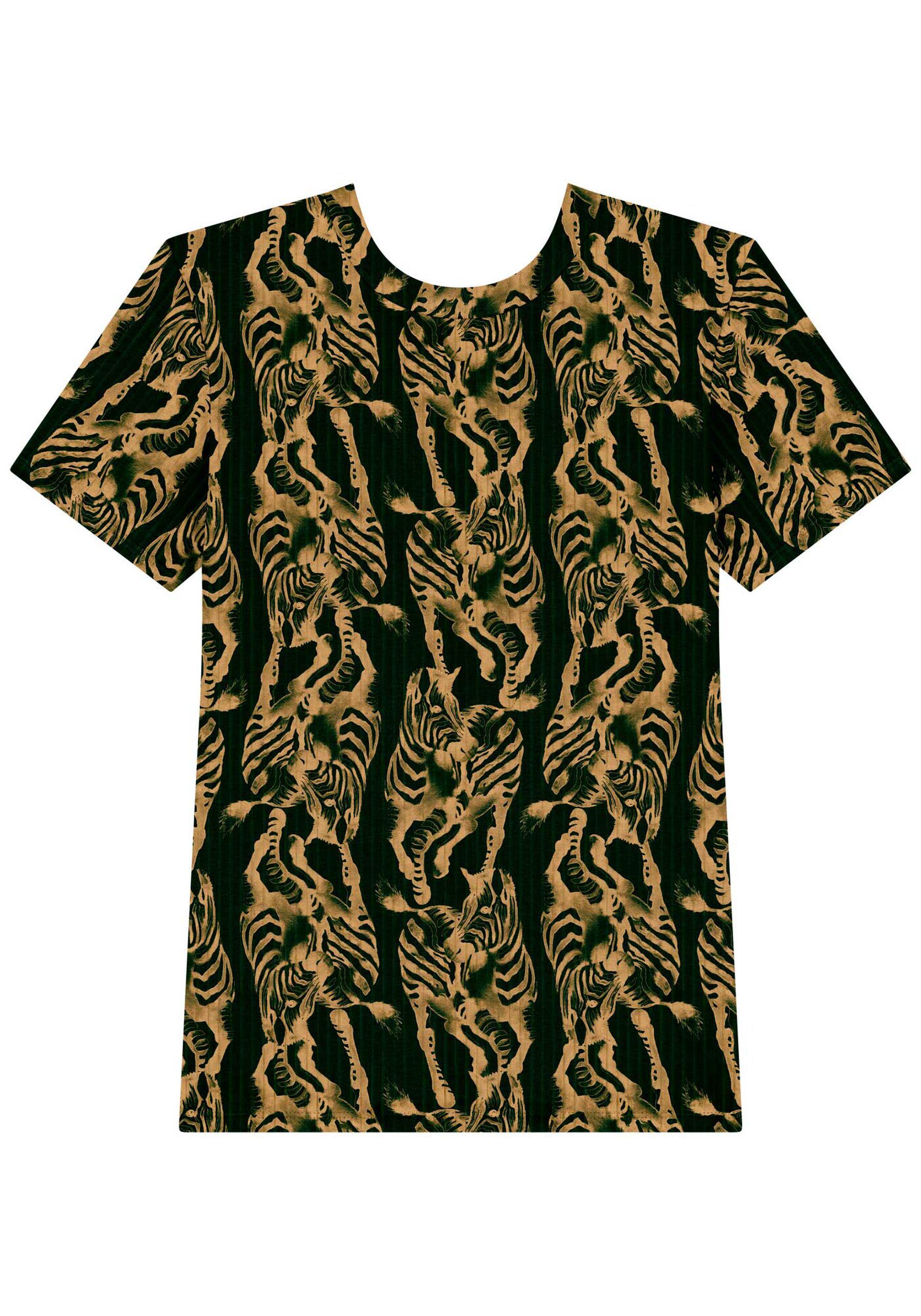 Blusa De Mangas Curtas Estampada Em Malha Com Elastano, . Blusa De Mangas Curtas Estampada Em Malha Com Elastano, , large.