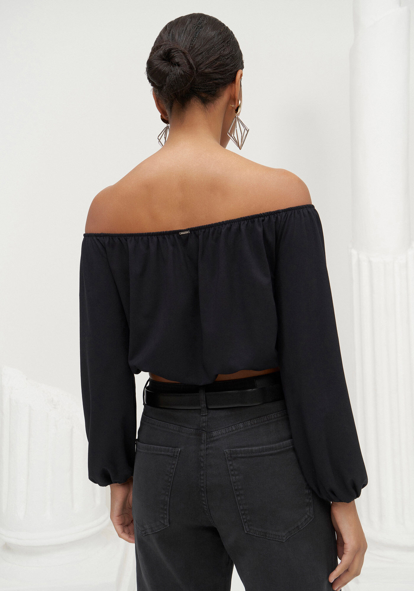 Blusa Manga Longa Cropped Ombro a Ombro, , large.