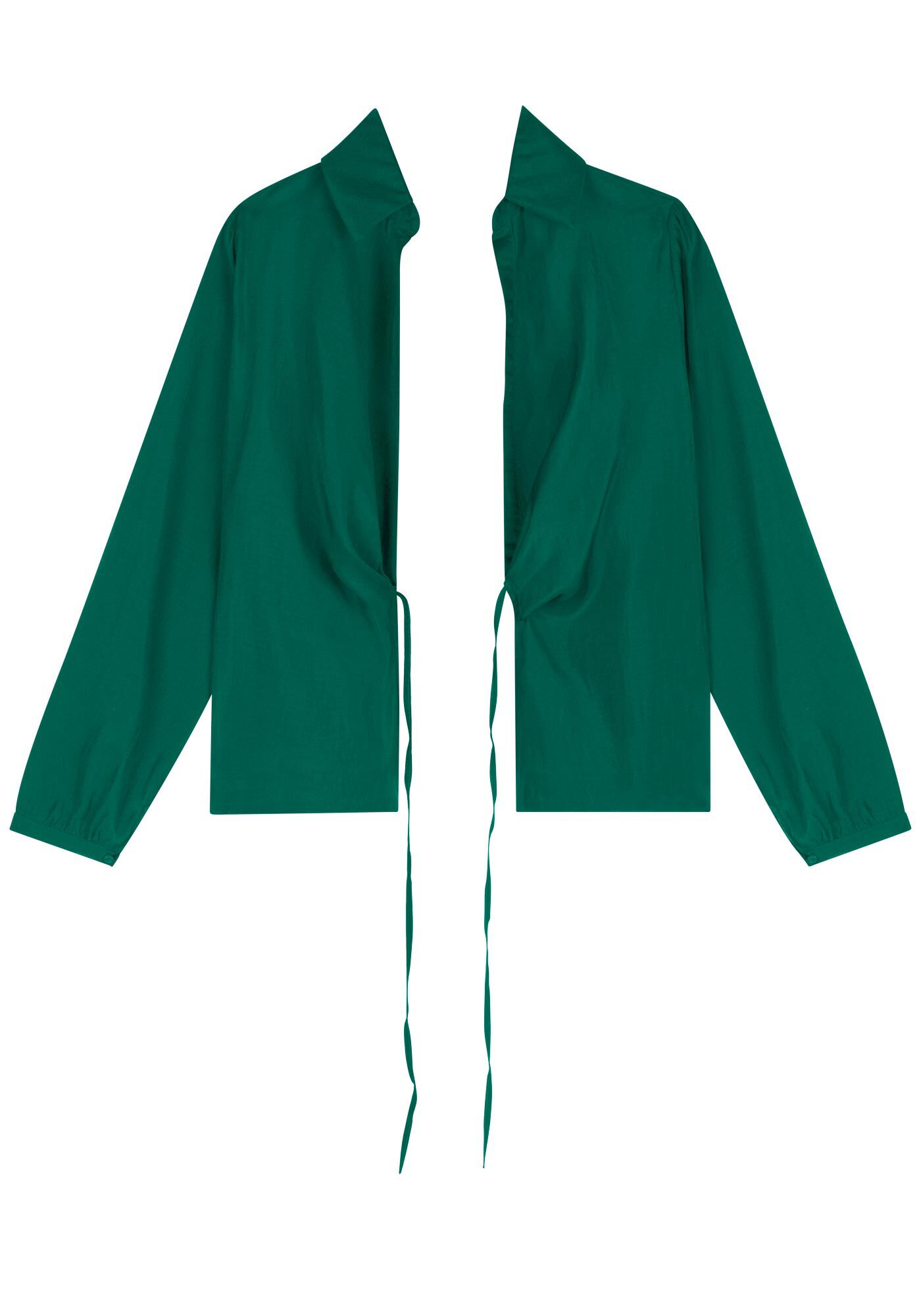 Camisa De Mangas Longas Com Transpar&ecirc;ncia E Amarra&ccedil;&atilde;o, , large.