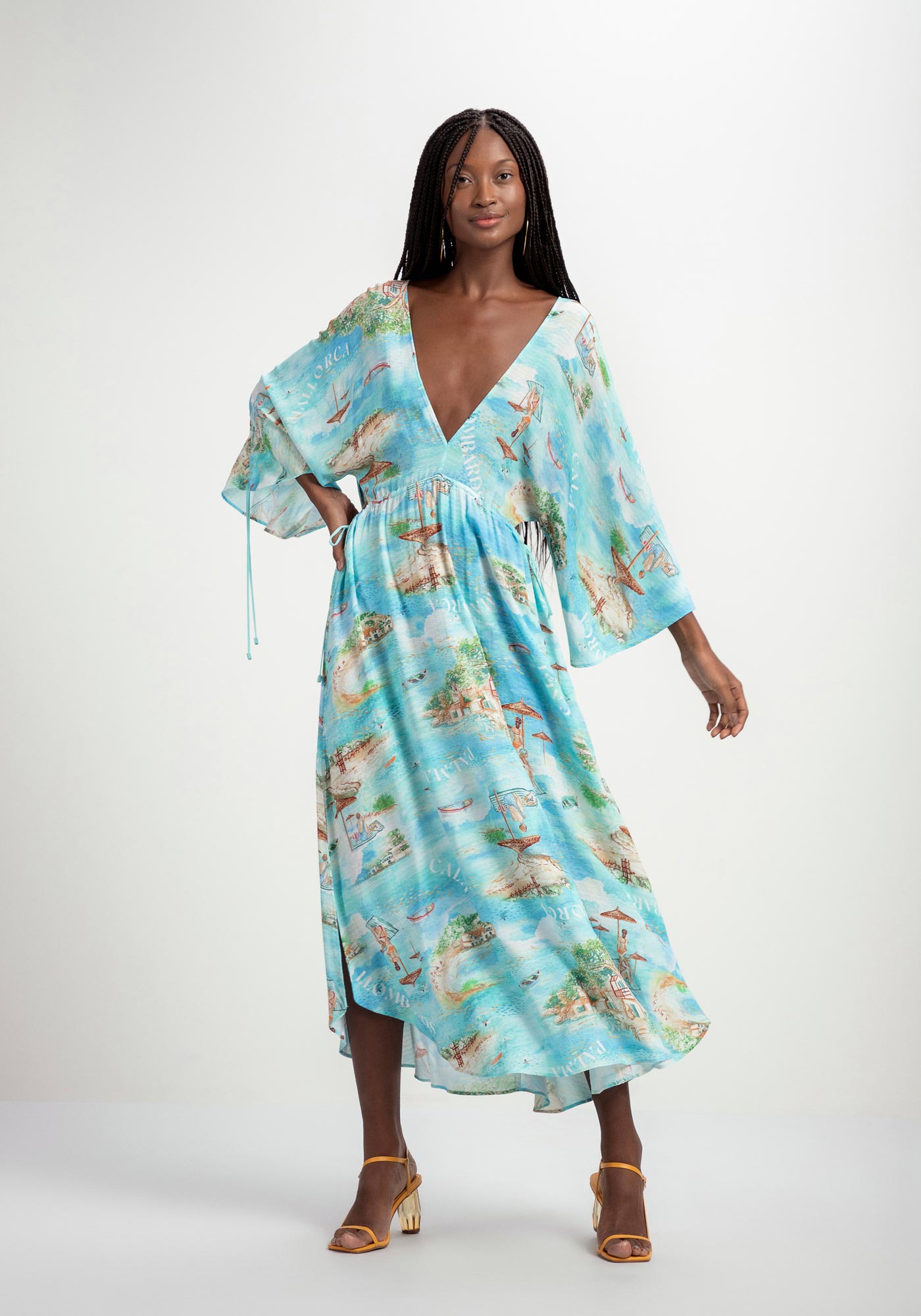 Vestido Midi em Viscose com Decote Profundo | Lez a Lez