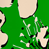 Blusa Manga Curta Ampla em Viscose Estampada, WONDER VERDE, swatch.